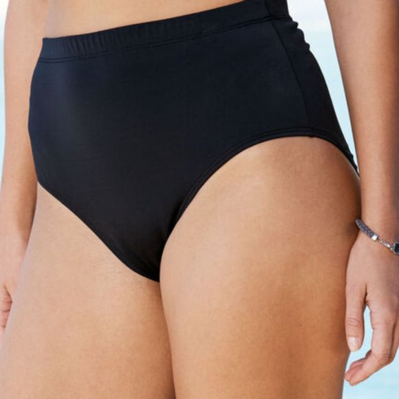 Swimsuits 4 All Black Lycra Brief Bikini Bottom Stretch Size 12 - Picture 1 of 4